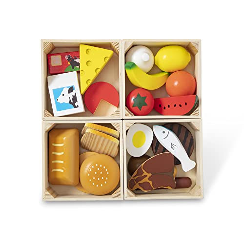 Melissa & Doug Food Groups - 21 Wooden Pieces and 4 Crates, Multi