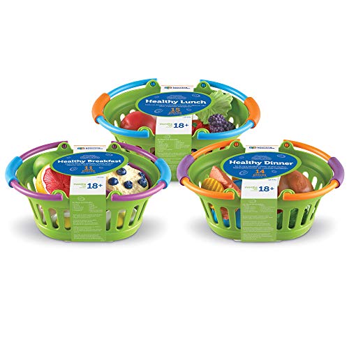 Learning Resources New Sprouts Healthy Foods Basket Bundle - 37 Pieces, Ages 18+ months Pretend Toddler Food, Healthy Play Food for Kids, Toddler Learning Toys