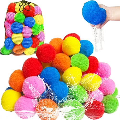 60PCS Reusable Water Balls, Water Soaker Balls for Outdoor Toys and Games