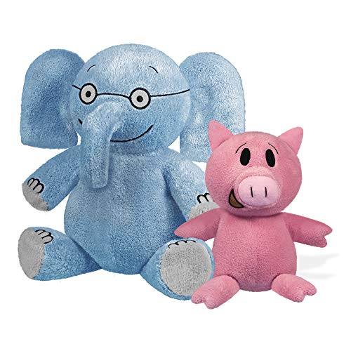 YOTTOY Mo Willems Collection | Pair of Elephant & Piggie Soft Stuffed Animal Plush Toys – 7” & 5” Sitting