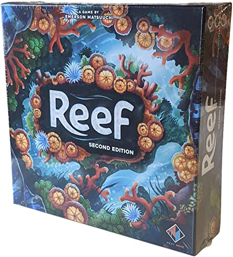 Next Move Games Reef Board Game (2nd Edition) | Ocean Themed Strategy Game | Abstract Pattern-Making Game | Family Game for Kids and Adults | Ages 8+ | 2 4 Players | Avg. Playtime 30-45 Mins | Made