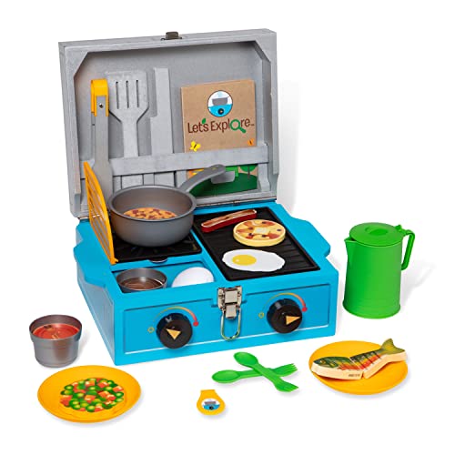 Melissa & Doug Let’s Explore Camp Stove Play Set – 24 Pieces - Pretend Camping Stove Toy For Kids