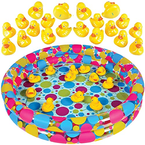 Duck Pond Matching Game for Kids by GAMIE - Includes 20 Plastic Ducks with Numbers and 3’ x 6” Inflatable Pool - Fun Memory Game