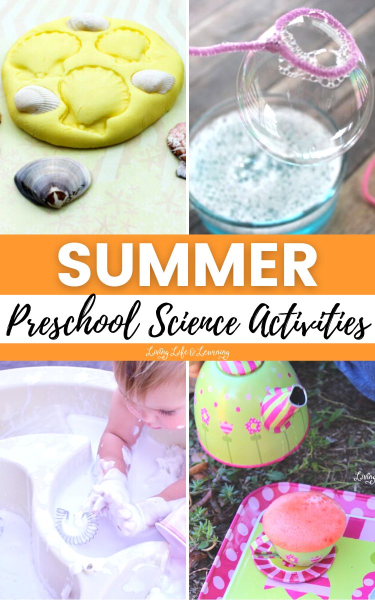 A collage of Summer Preschool Science Activities