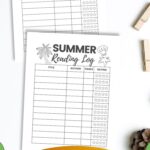 Two Printable Summer Reading Logs on a table