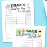 Two Printable Summer Reading Logs on a table